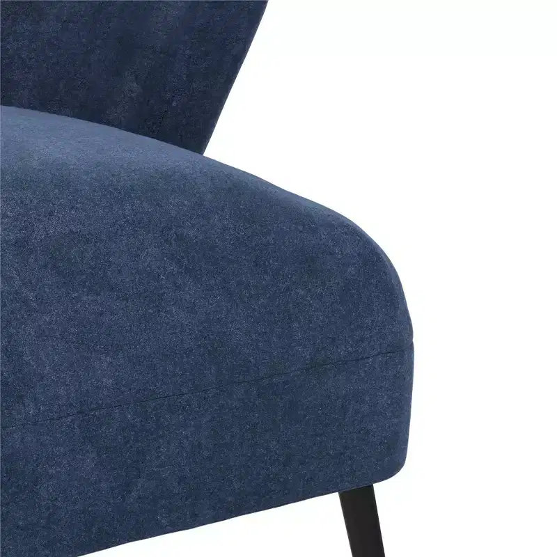 Navy / Tan Upholstered Barrel Accent Chair, Mid-Century Style, Seats 1