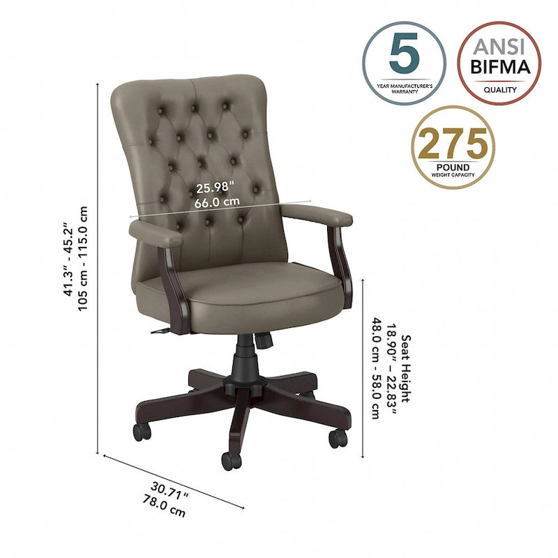 Salinas High Back Tufted Office Chair with Arms by Bush Furniture