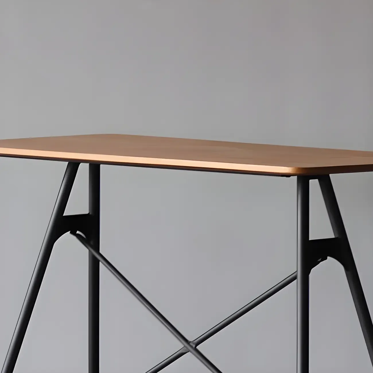 Industrial Lightweight Black Wood Wood-Tone Metal Bar Tables