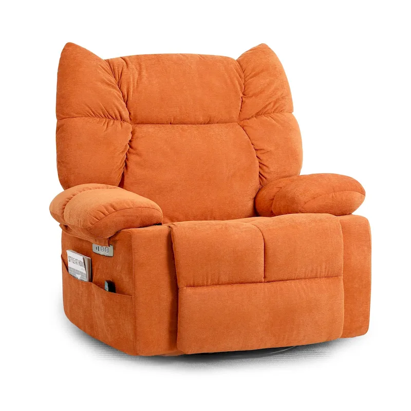 XINMICS Swivel Recliner Chair, Glider Rocking Power Recliner with Massage and Heated