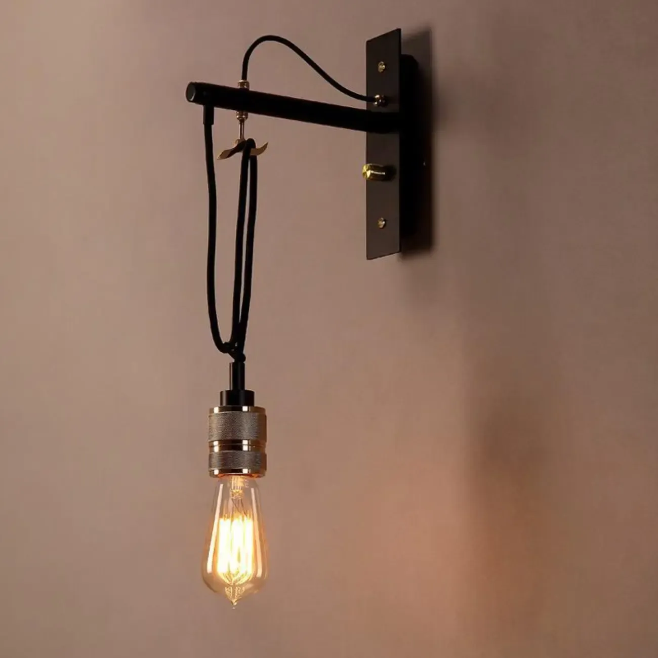 Industrial Metal Black Swing Arm Wall Light