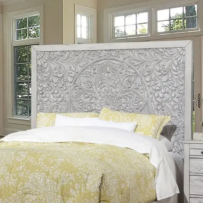 Origins by Alpine Aria Panel Headboard in Weathered Light Gray