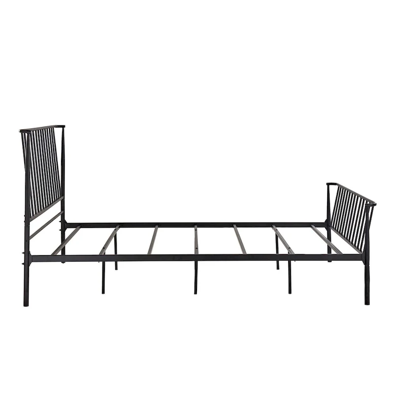 Matte Black Finish Metal Queen Bed