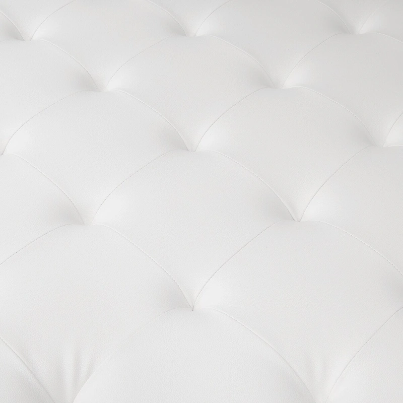 Studio Designs Home Camber Metal and Tufted Leather Large Cocktail Ottoman