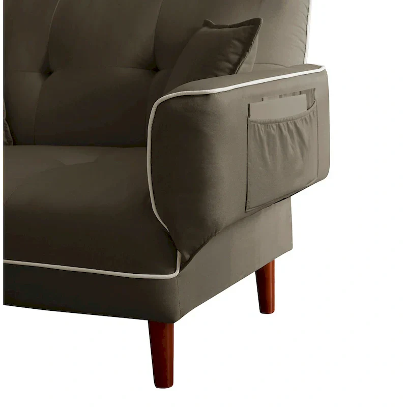 Multifunctional Sofa Bed Sleeper with 2 Pillows Beige Fabric