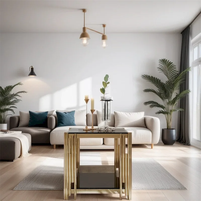 20Stainless Steel Tempered Glass End Table