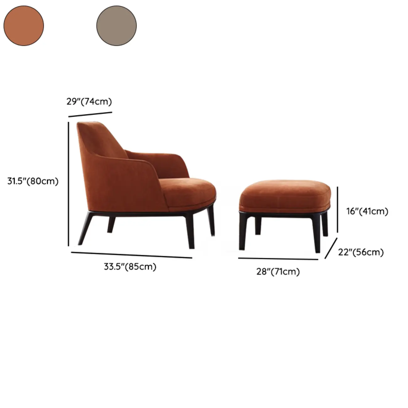 Modern High Back Living Room Accent Chair with Ottoman