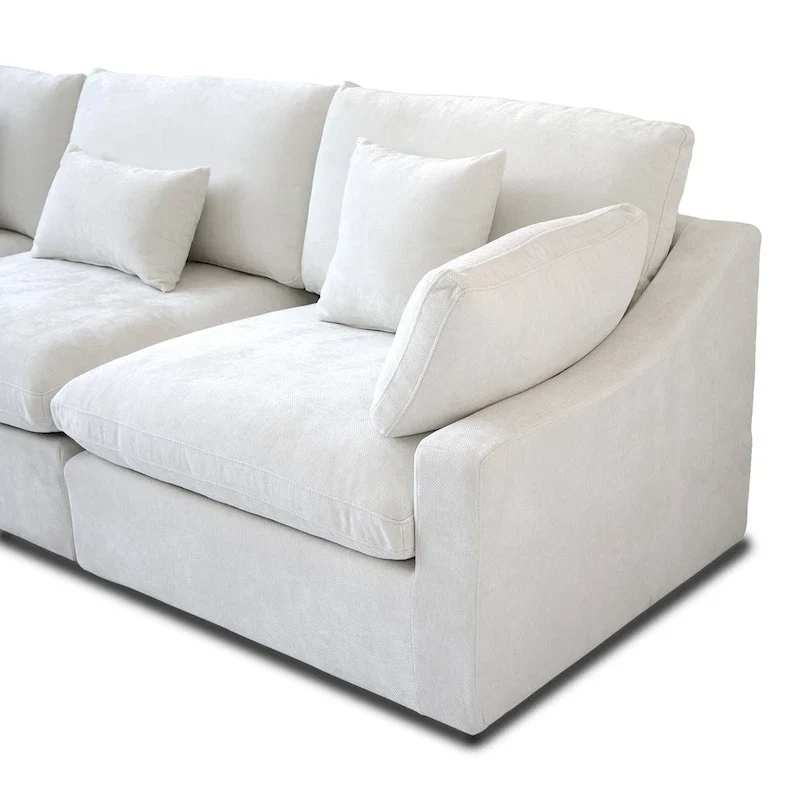 Classic Modern Linen Sectional Modular Sofa 4-Seater Down Filled Cloud Couch with Cushions