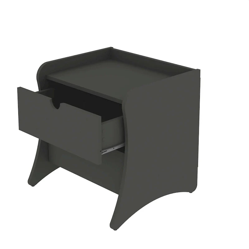 Mid-Century Modern 2-Drawer Nightstand, MDF, Curved Legs, 19.68