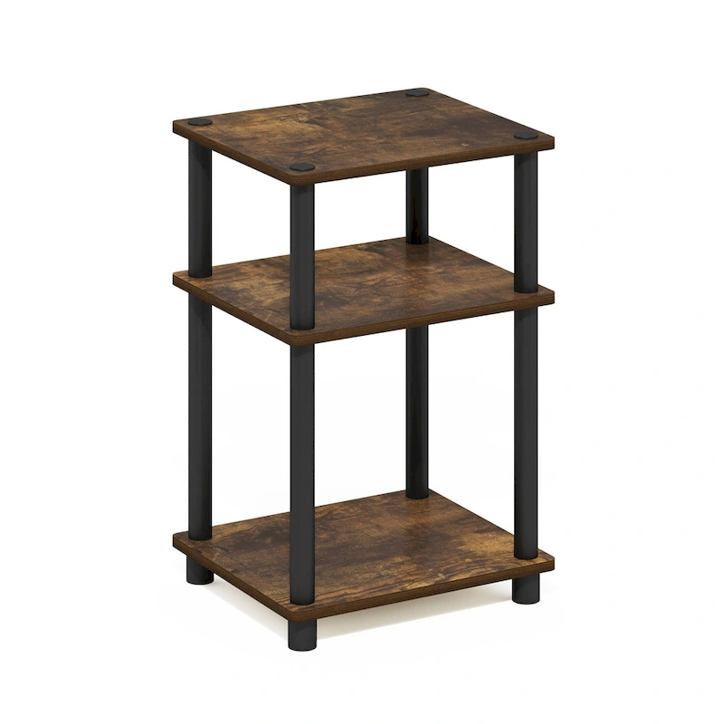 Furinno Just 3-Tier Turn-N-Tube End Table, Sonoma Oak/White