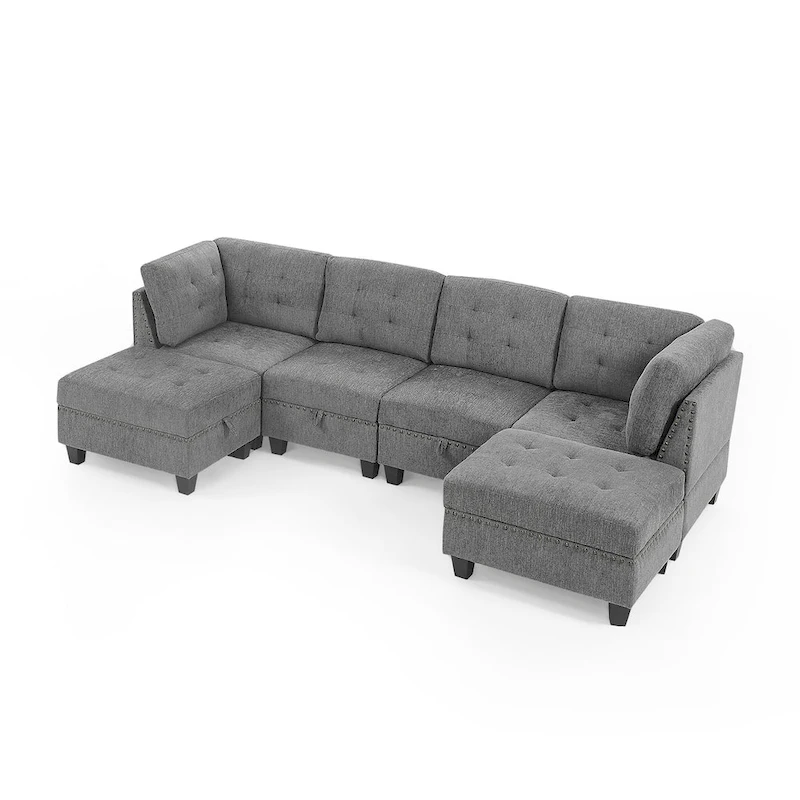 DIY Combination Modular Sectional Sofa, Gray
