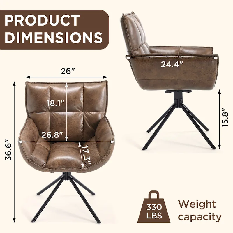 Faux Leather Upholstered Swivel Armchair Modern Home Office Chair