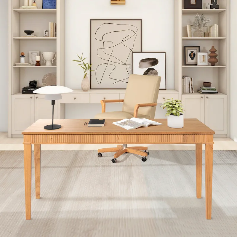 Dumont 63 Fluted Rubberwood Home Office Desk