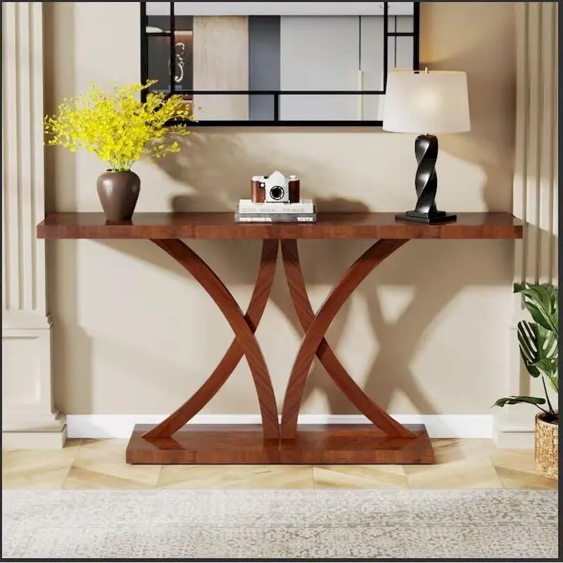 63 Farmhouse Console Table, Sofa Table Wood Entryway Table Accent Table