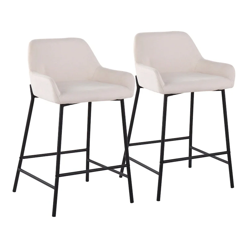 Galotti Black Fixed-Height Upholstered Counter Stool - Set of 2
