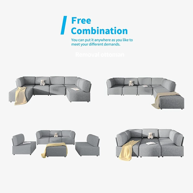 Mixoy Convertible Modular Sleeper Couch with Ottoman