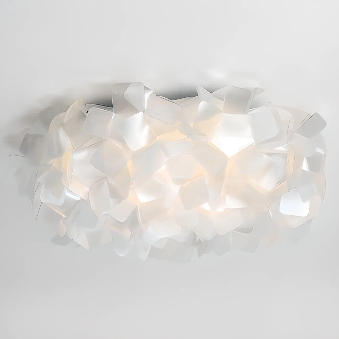 Art Deco White Geometric Plastic LED Flush Mount Ceiling Light