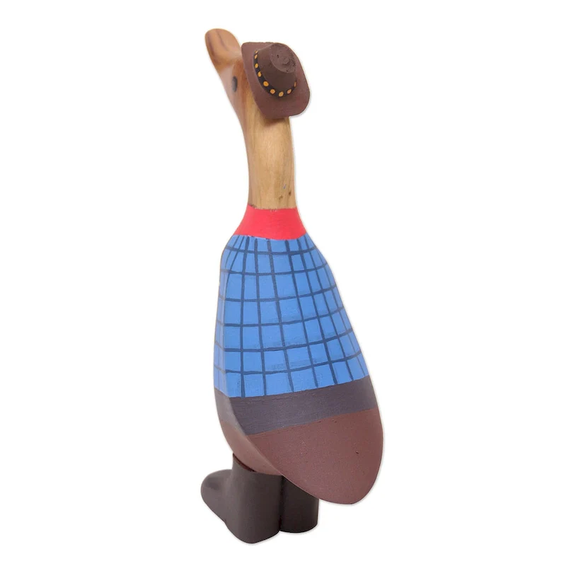 Novica Handmade Wrangler Duck Wood Sculpture