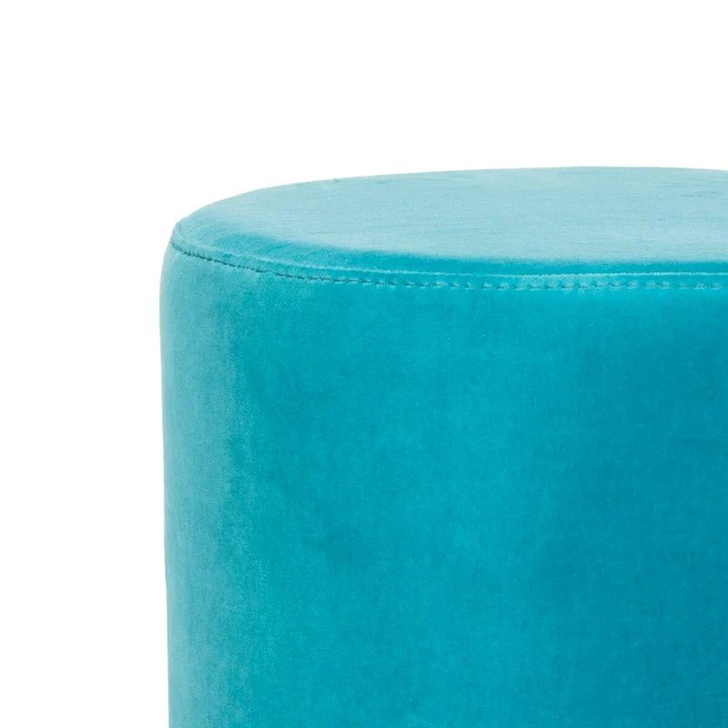 SAFAVIEH Couture Fanka Velvet Ottoman with Brass Base- Navy / Brass