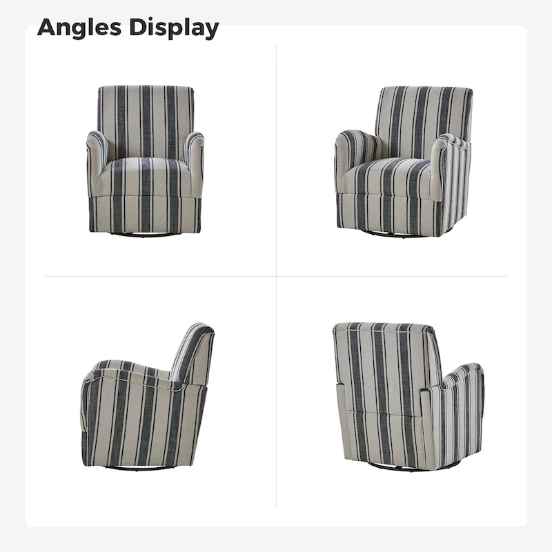 Pancy Traditional Swivel Armchair with Jacobean Strip Pattern by HOLALA HOME