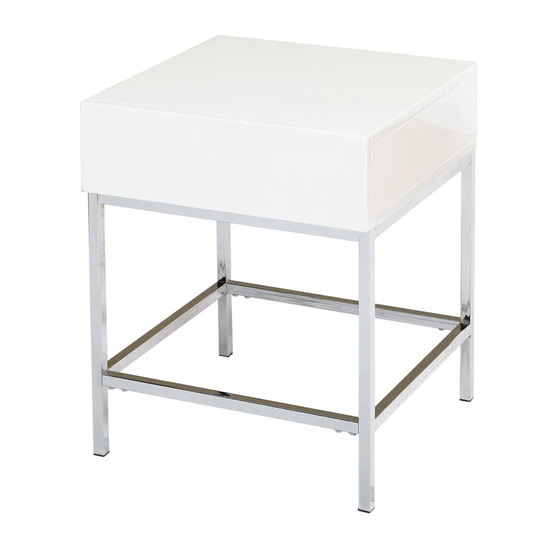 Simple Living White Metal High-gloss End Table