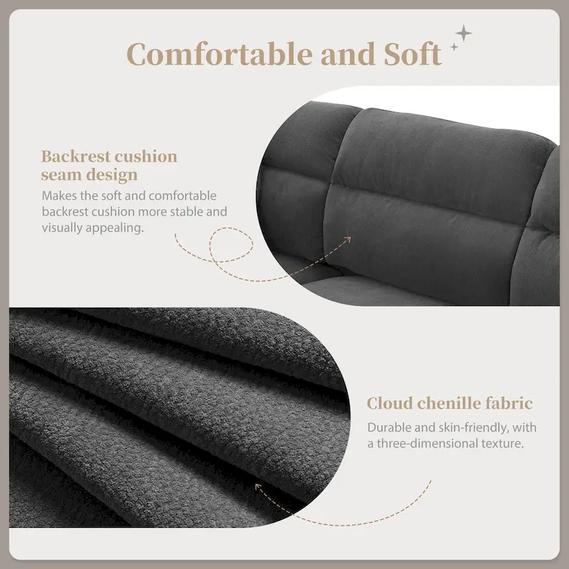 110  Modern L-Shaped Convertible 5-Seat Sectional Sofa with Removable Ottoman and 5 Cushions, Plush Chenille Fabric