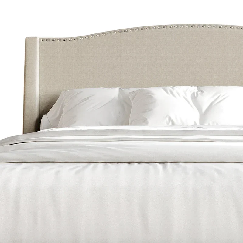 Elegant Chrome Nailhead Wingback Upholstered Bed with Drawers