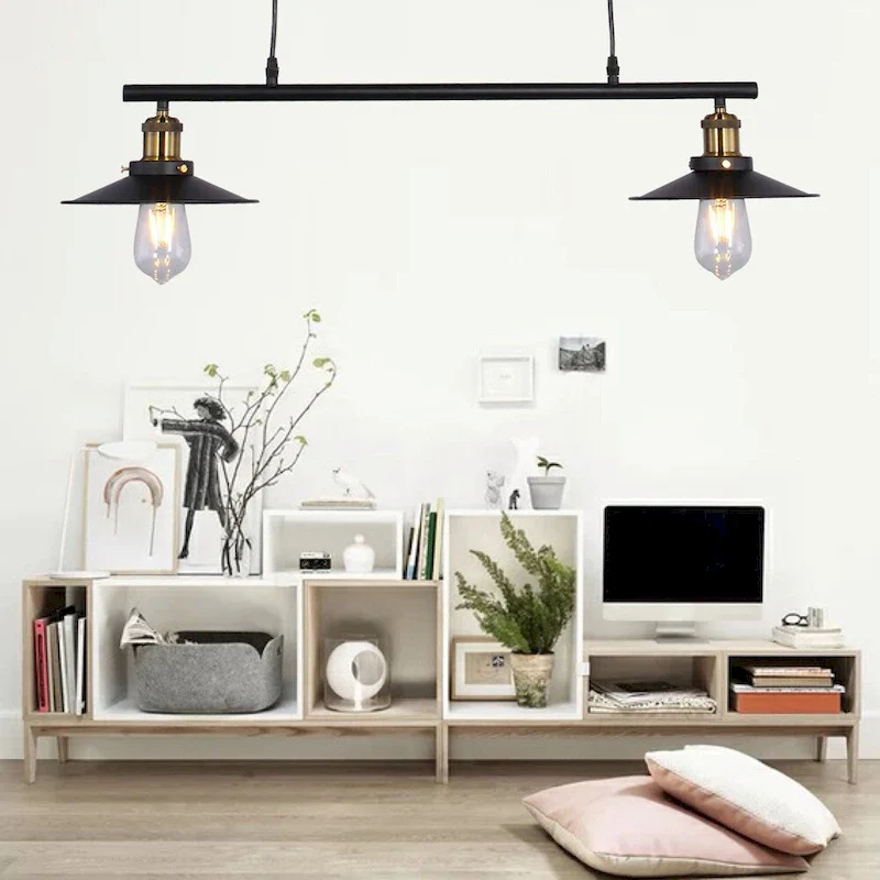 Darleen 2-light Black 28-inch Pendant Lamp includes Edison Bulbs