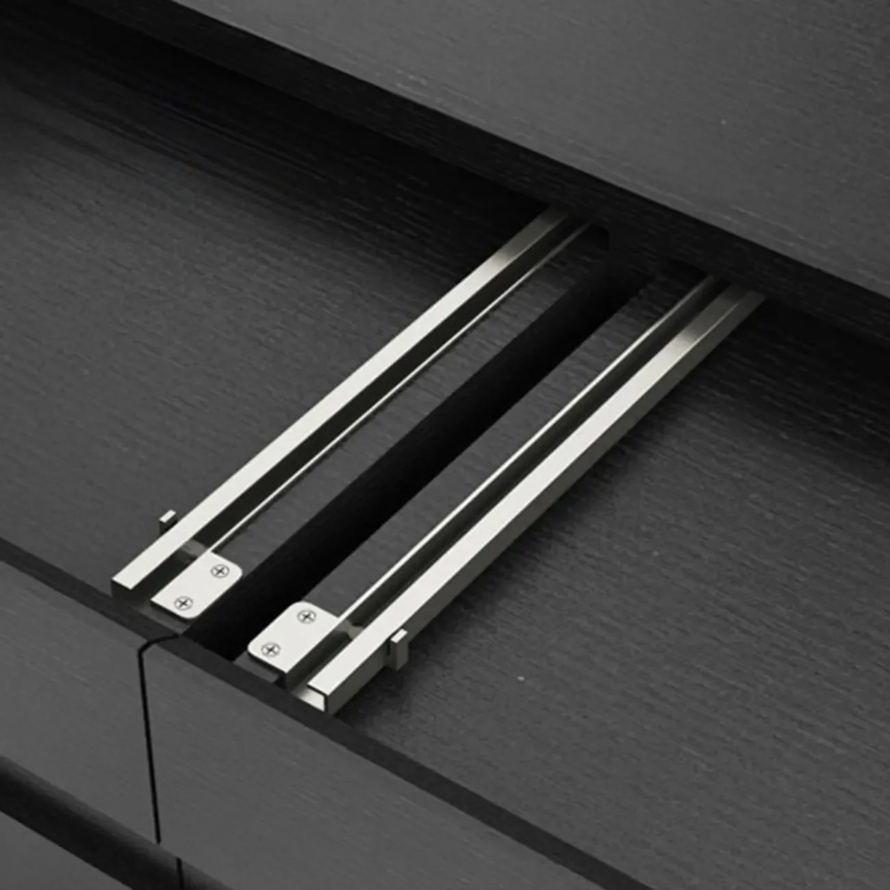 Living Room Wood Side Shelf  Black Rectangular TV Stand