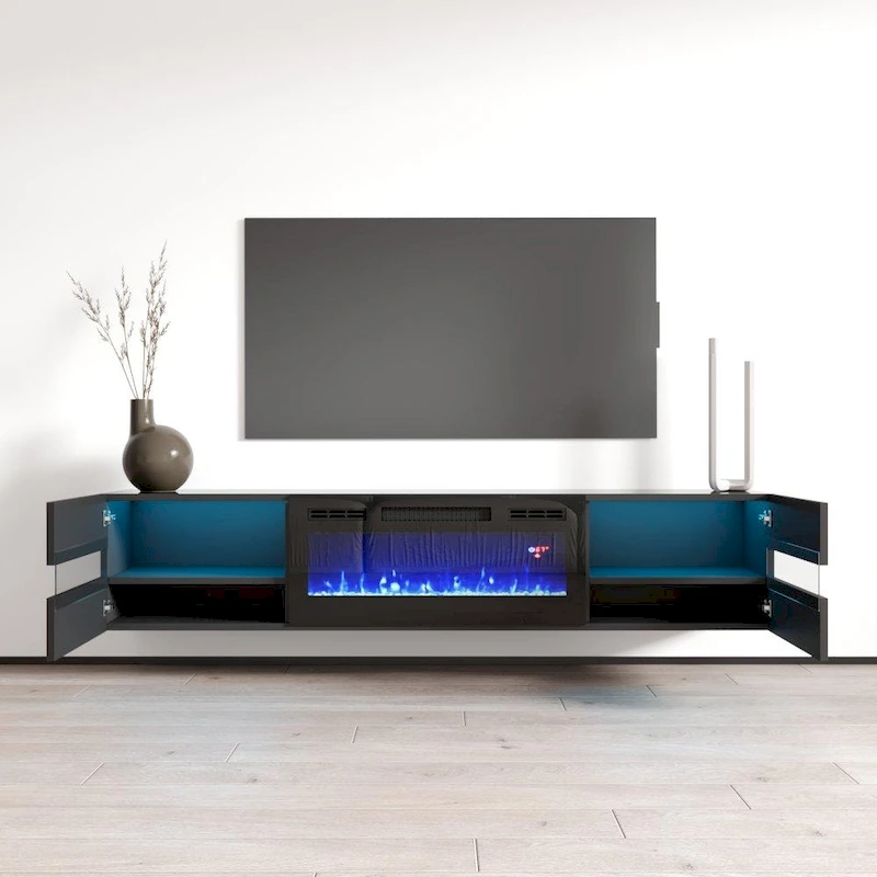 Metro EF Wall Mounted Electric Fireplace 72 TV Stand