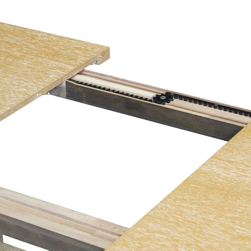 6-Piece Farmhouse Extendable Dining Set with Leaf & Bench