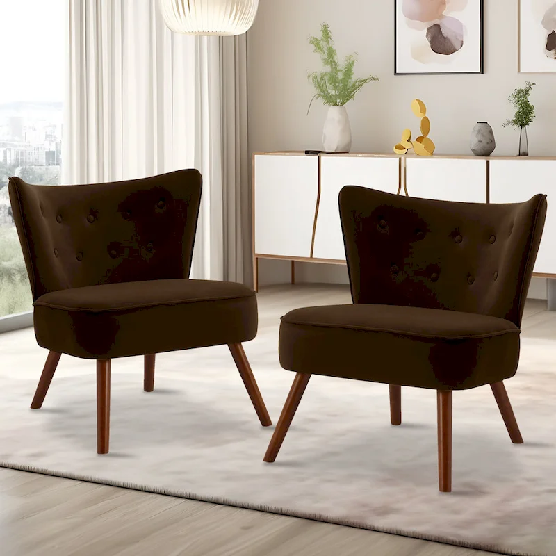 Tufted Velvet Accent Chair Upholstered Living Room Side Chair - 27.6 W x 28 D x 31.3 H