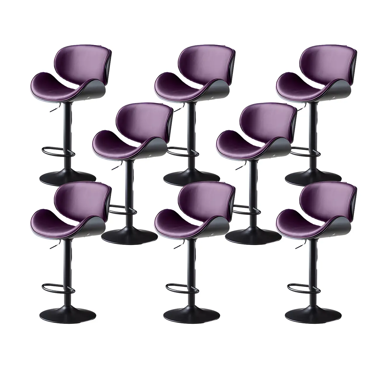 Arched Blackish Green Leather Swivel Adjustable Bar Stool