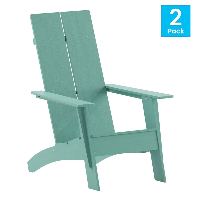 Modern Dual Slat Back Adirondack Style Chairs, Set of 2