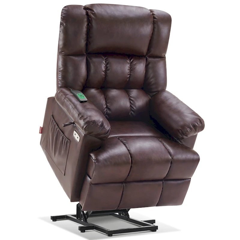 MCombo Power Lift Recliner Chair with Massage, Heat, Adjustable Headrest, Extended Footrest-(PU/Fabric)