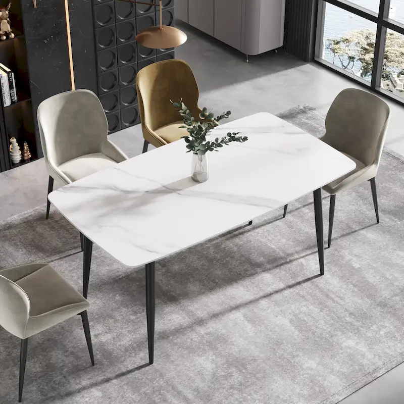 63 inch Modern White Rectangular Dining Table
