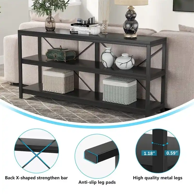 Sofa Console Table, 3 Tiers TV Console Stand, Entryway Table