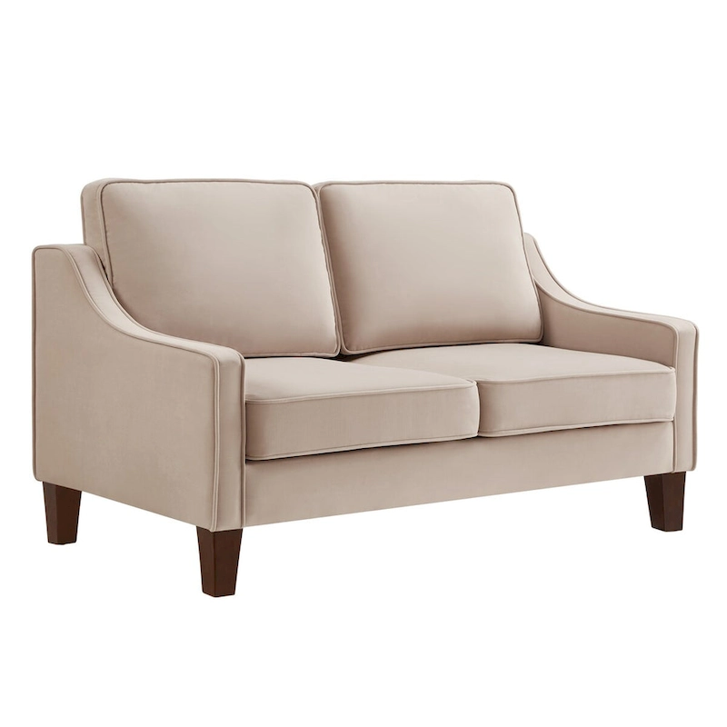 Modern Upholstered Sofa with Removable Cushions and Scooped Arms