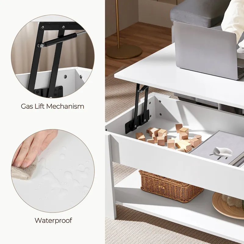 Yaheetech 47.5 Lift Top Coffee Table, Hidden Compartment/ Open Shelf