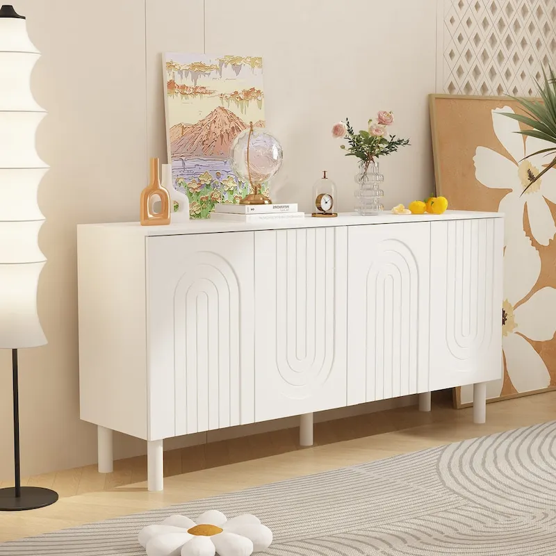 Storage Sideboard Cabinet with 4 Doors Buffet Sideboard End Table - 63.2W