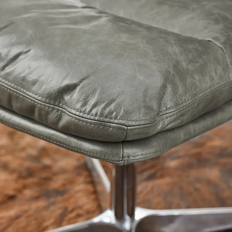 Mid-Century Modern Genuine Leather Home Office Desk Chair