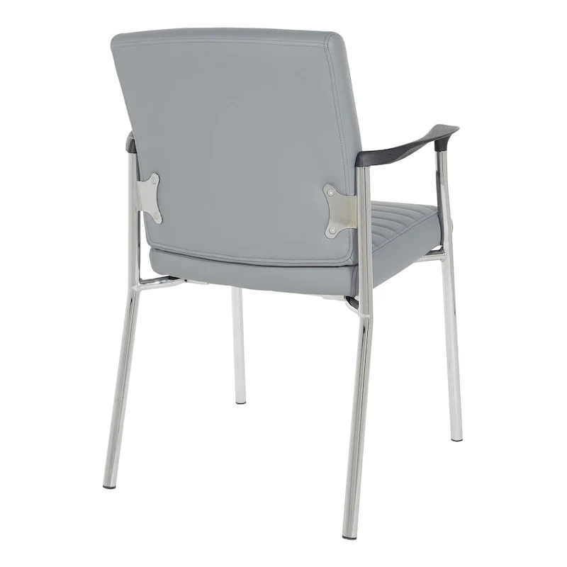 Guest Chair with Faux Leather and Chrome Frame