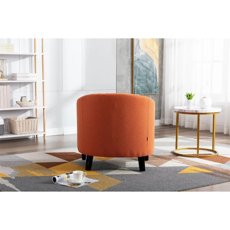 Barrel Accent Chair with Nailhead Trim and Solid Wood Legs