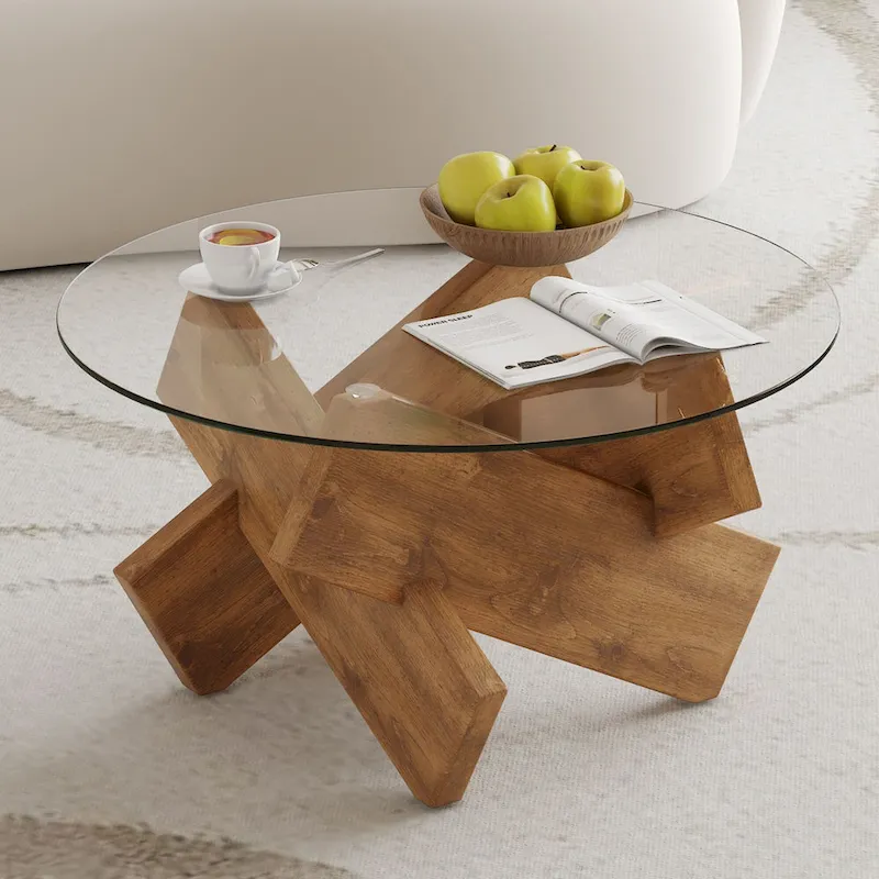 33.4 Modern Round Tempered Glass Table