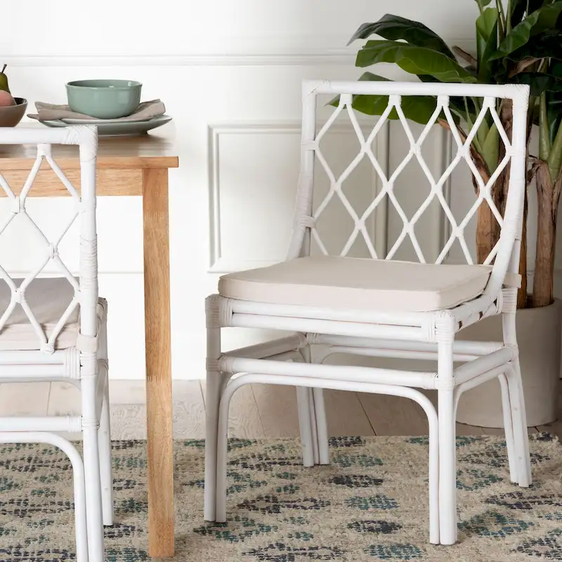 Carwyn Bohemian White Rattan Dining Chair
