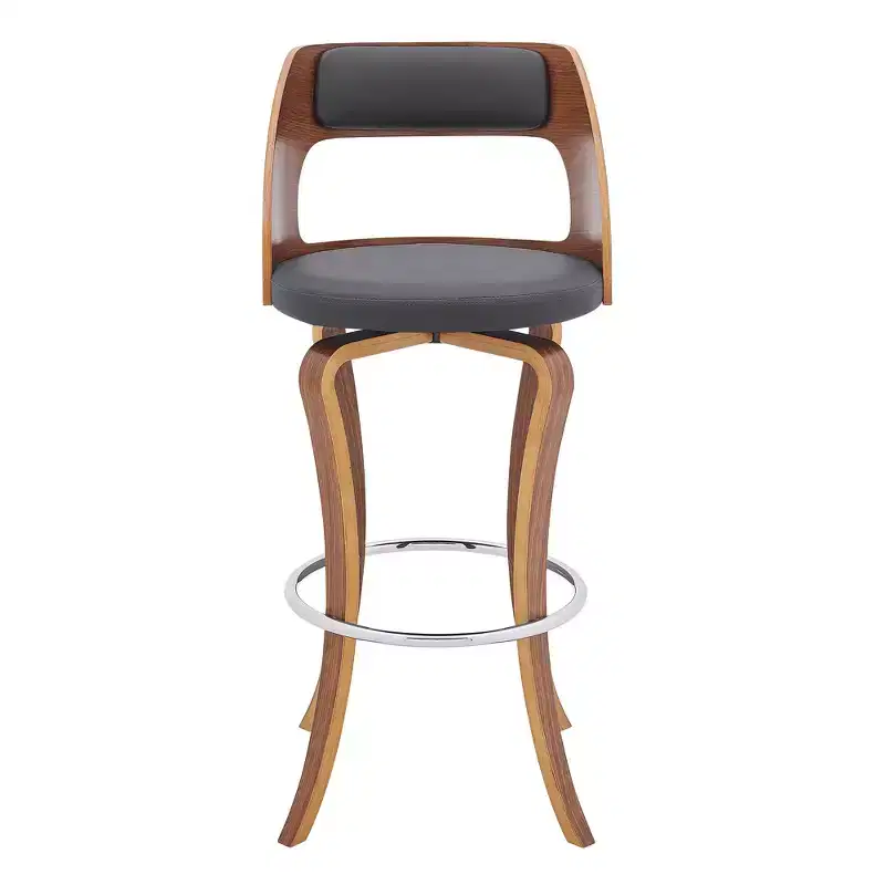 Brown Faux Leather Swivel Bar Stool, Counter Height, Single