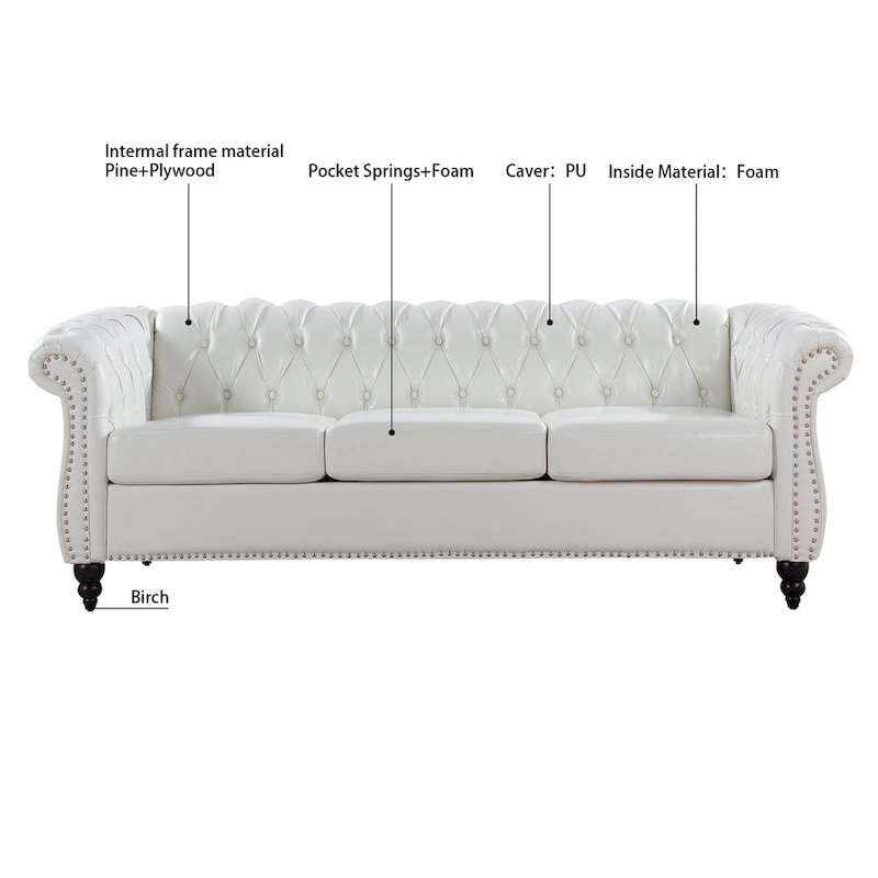 84 Chesterfield Rolled Arm 3 Seater Sofa