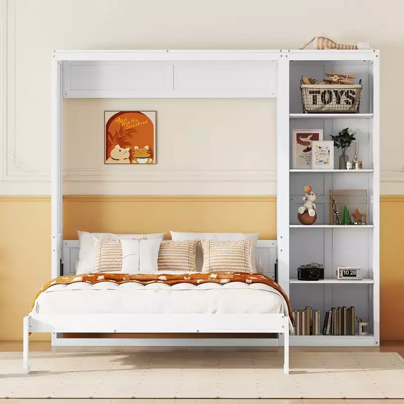 Whisen Murphy Bed Wall Bed with Shelves