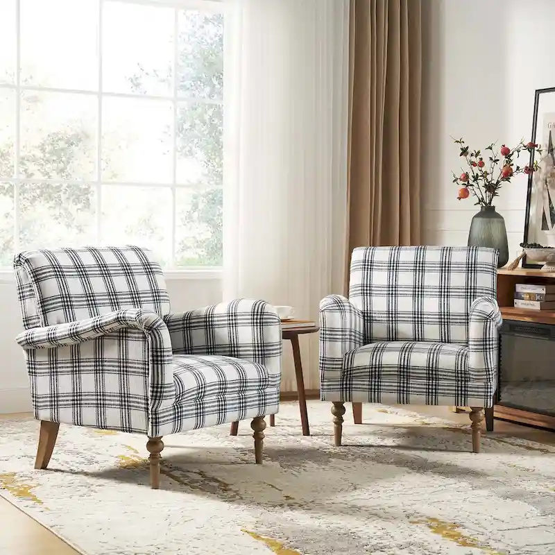 Mandan 29.5 Wide Traditional Accent Armchair with Solid Wood Legs Set of 2 by HULALA HOME