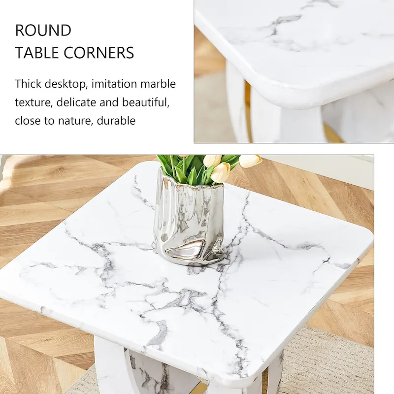 23.6 Square Coffee Table with Gold-Tone Leg Strips
